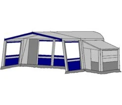 Te Velde Voortent De Vaart Lux 310 Cm. Blauw -Kampeer Verkoop te velde voortenten met uitbouw en luifel de vaart lux blauw8